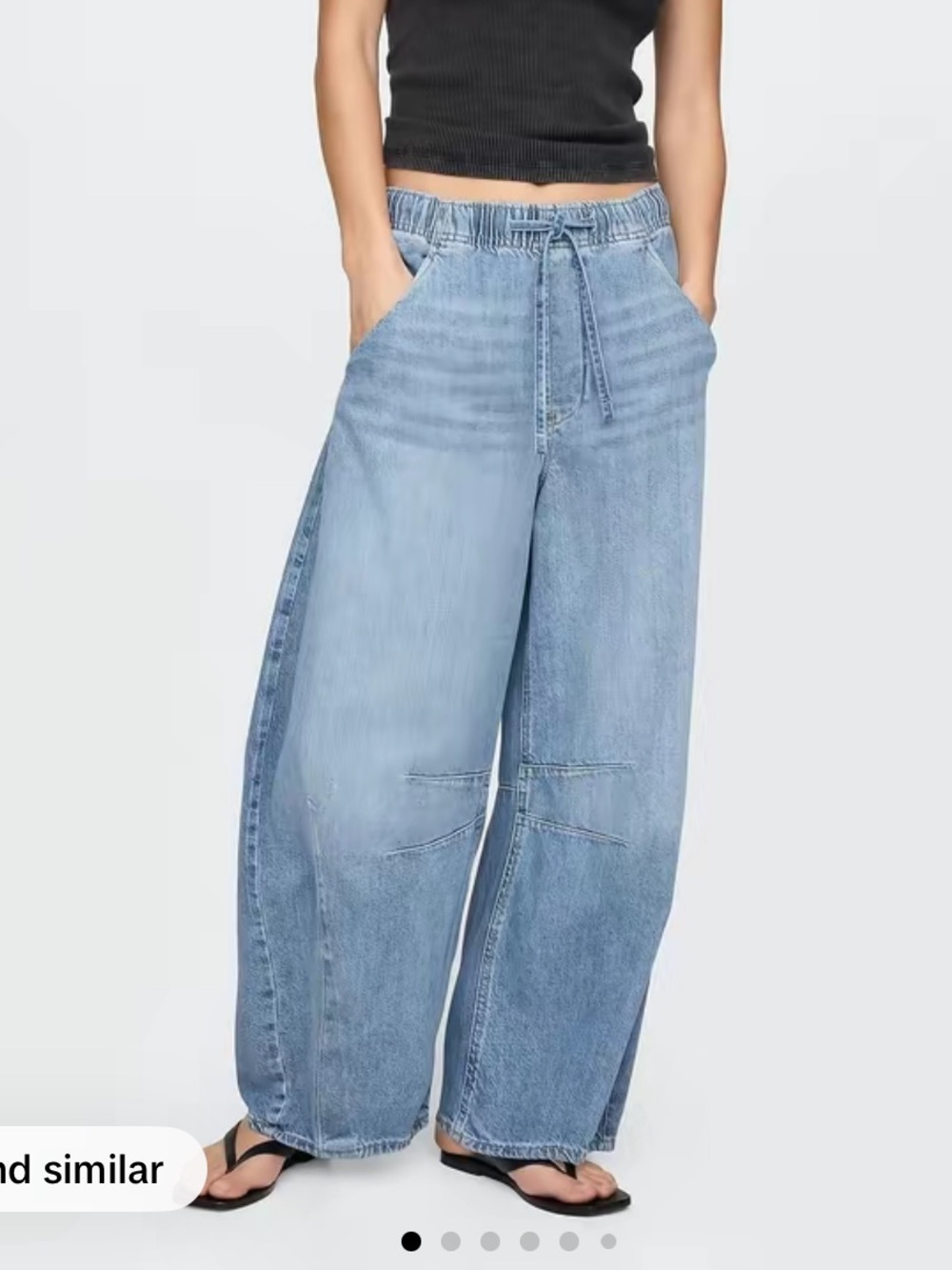 Gap Mid Rise Ultrasoft Barrel Drawstring Jeans